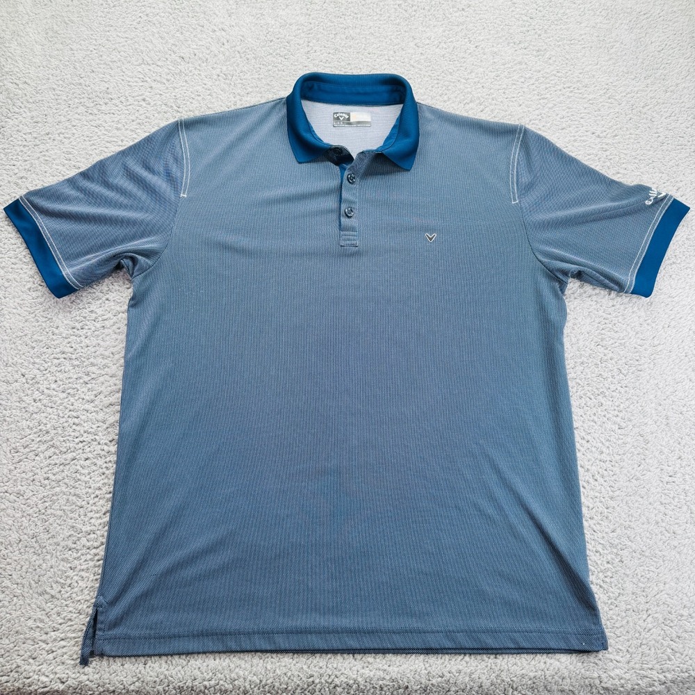 Callaway Polo Shirt Mens XL Blue Opti-Dri Short Sleeve Golf